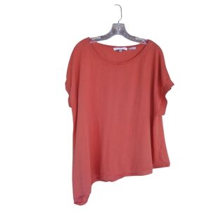 Stitch & Needle Orange Oversized Asymmetric Hem Cotton Sweater Large